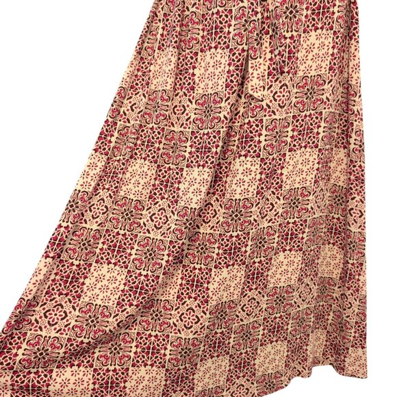 Ann Taylor Loft Womens Size M Maroon Pink Geometric Tile On/Off Shoulder Dress - Picture 8 of 10